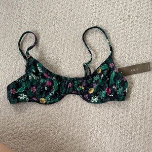 J. Crew Women's Floral Bikini Bra - Black and Purple